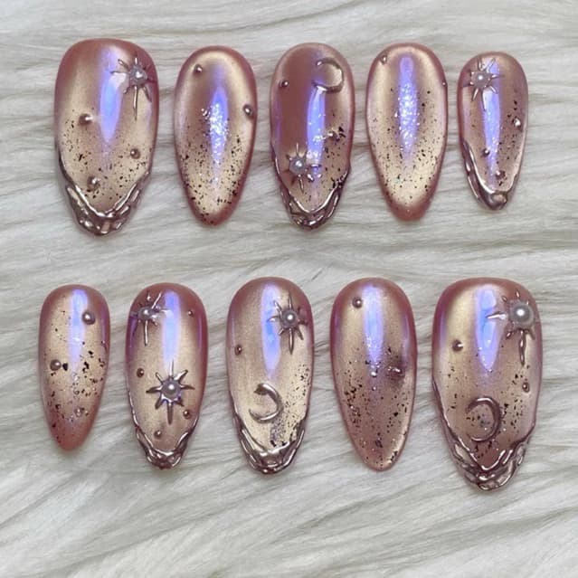 nudepino chrome aurora press on nails
